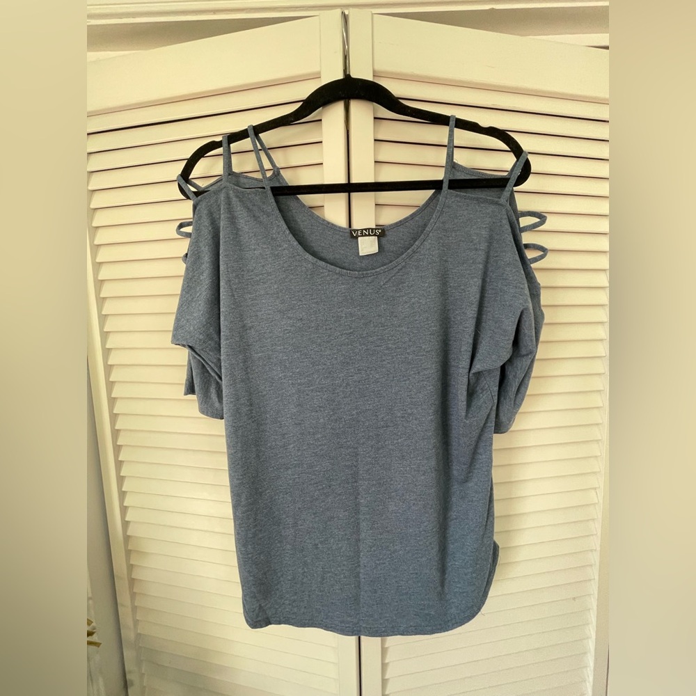 VENUS Blue Cut-Out Blouse